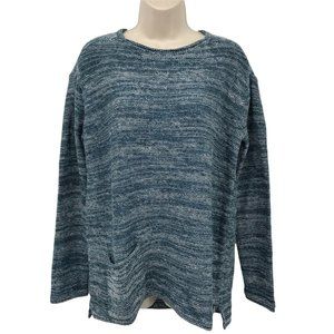 J Jill Womens Long Sleeves Round Neck Heavy Knit Blue Pullover Sweater Sz XS/ S